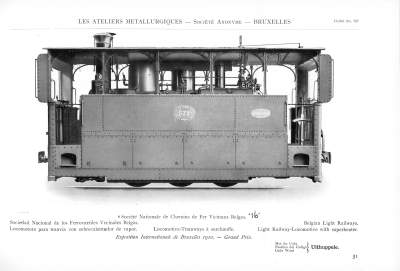 <b>Locomotive-Tramway à surchauffe</b><br>Société Nationale des Chemins de Fer Vicinaux Belges